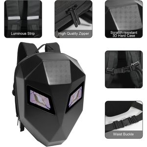 Ruconla LED <b>Backpack</b> <b>Laptop</b> Bag Hard Shell Waterproof Motorcycle Riding Bag With App Control Geometric Design Unisex - Product Image 3