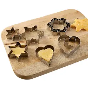 Paslanmaz çelik kek kalıbı yıldız çiçek kalp yuvarlak kombinasyon pişirme araçları kurabiye kalıbı seti