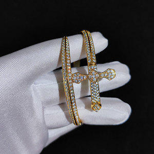 Direct Factory ODM Iced Out Crusader Blade <b>Bangles</b> VVS Moissanite Diamond Authentic Gold Dipped S925 Silver Mens Rap Wristwear - Product Image 4
