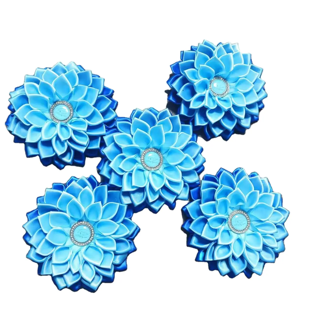 Wholesales 4.5 inches Zeta Amicae Ribbon Flower Corsage Light Blue and Royal Blue Variant Color ZA 1948 Brooch Pin