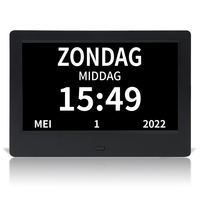 Horloge de bureau de calendrier numérique de 7 pouces avec affichage de l'heure et de la date pour alarme audio/vidéo pour personnes âgées et fonctionnalités au format MP3/AVI