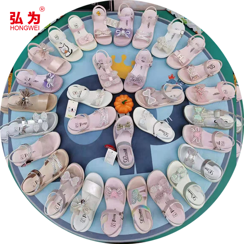 Сандалии для девочек с открытым носком, модные босоножки из ПВХ, цельные, плоская подошва, цветочные, лето