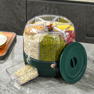 360 distributeur de riz à grains rotatif distributeur de nourriture de stockage de grains avec bouton étanche à l'humidité maison cuisine conteneur de stockage - Product Image 3