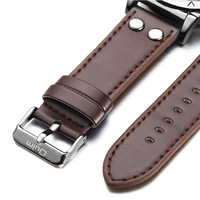 Montre-bracelet Oulm 9591 à deux fuseaux horaires, bracelet en cuir décontracté, grande taille, montres de sport uniques, montre à quartz pour homme