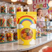 Sachets refermables à fermeture éclair personnalisés, imprimés, résistants à l'humidité, MOQ 100, avec fenêtre transparente, pour l'emballage d'aliments pour animaux, de bonbons et de collations pour enfants