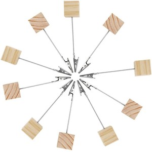 Portatarjetas de madera maciza de 11,5x2,5 cm con clip de metal para fotos, notas, tarjetas de visita, adorno decorativo, estilo lindo - Product Image 3