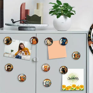 Parche Magnético Suave para Refrigerador con Diseño de Gato de Dibujos Animados Pintado a Mano y Gema de Tiempo de Cristal Floral - Product Image 2