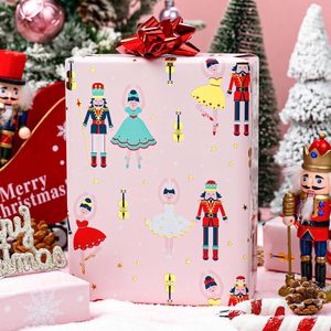 MAYPLUSS Pink Christmas Wrapping <b>Paper</b> <b>Roll</b> 17in X 33ft Nutcracker Ballet Design Recyclable Gift Craft Packaging - Product Image 2