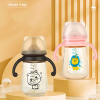 Seaygift Vente Chaude Nouveau Gobelet à Lait pour Bébé Dessin Animé 300ml Bouteille d'Eau en Plastique PPSU Gobelets pour Filles et Garçons avec Poignée
