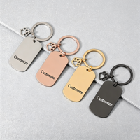 Ywyougang Personalisierter Haustier-Anhänger Schlüsselanhänger, Edelstahl Blanko Hunde-ID-Tag mit Pfoten-Charm, Lasergravierbarer Schlüsselring