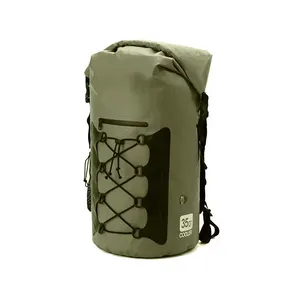 Sac à dos gonflable personnalisé 35qt, imperméable, sec, avec support de téléphone, pour randonnée, kayak, pêche, natation, Logo