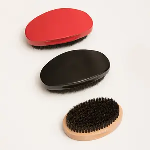 100% Boar Bristle Soft Curved Barber Shop Bamboo Beard Comb 360 Wave Wooden Moustache Brush