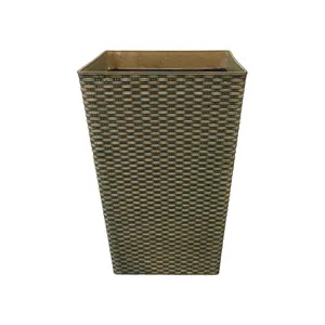 Garden and home indoor decorative Square resin Flower Pot Large synthetic rattan planters