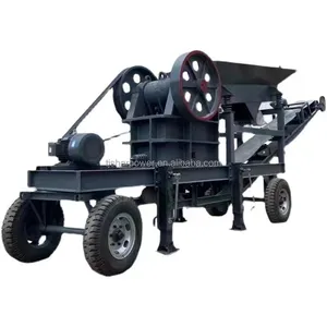 SHARPOWER mobile béton roche diesel moteur concasseur à mâchoires machine en vente avec alimentateur vibrant et convoyeur