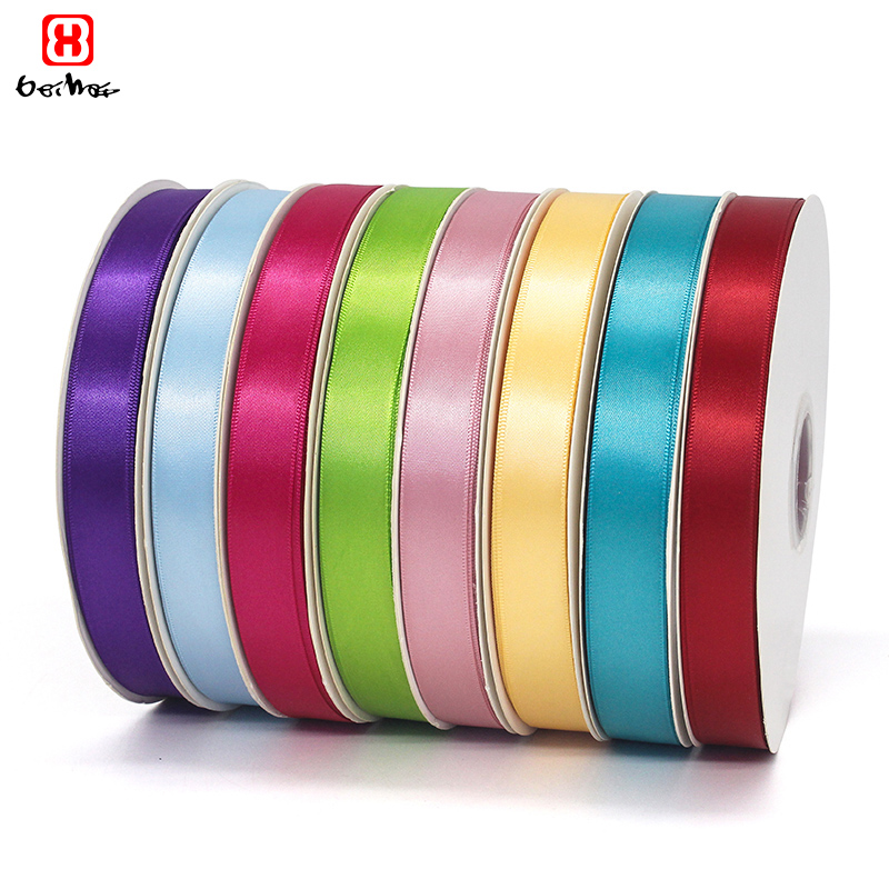 Factory Wholesale Gift Ribbon HD Polyester 20 mm Single Face Satin Ribbon Accept Print With Logo Gift Ribbon for Gift Wrapping