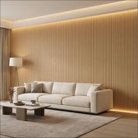 Paneles de Rejilla de Madera Sólida WPC, Paneles Decorativos Ranurados para Pared, Tiras de Rejilla para Techo y Pared, y Tablas Curvas