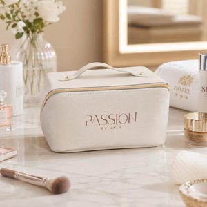 Large Capacity PU Leather <b>Makeup</b> Organizer <b>Case</b> Portable Cosmetic Storage Bag with Compartments Custom Logo Supplier - Product Image 3