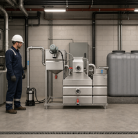 Station de relevage des eaux usées intégrée avec intercepteur de graisse entièrement automatique, professionnelle, en acier inoxydable SS304/316, pour le traitement des eaux usées