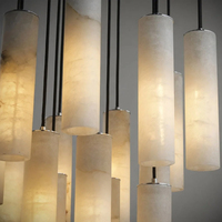 Luminaire suspendu en colonne cylindrique en albâtre cascade - Cylindres en albâtre espagnol naturel, salles à manger et salons