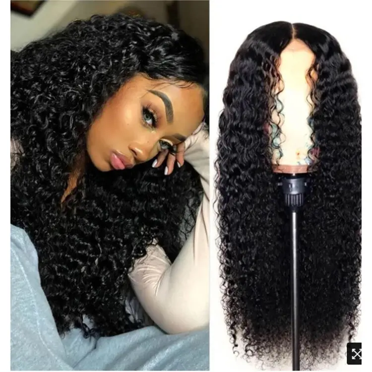 Hot selling Soft Long Kinky Curly Afro Black Synthetic Hair Wig for Woman