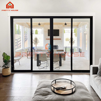 Porte coulissante en aluminium français, double vitrage, verre trempé, revêtement poudré, robuste et lisse, pour maison
