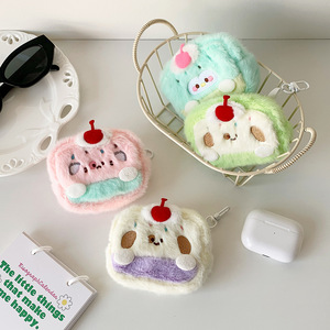 Lindo estilo Ins <span class=keywords><strong>alforja</strong></span> esponjosa auricular bolsa de felpa auriculares inalámbricos diseño bolsa dibujos animados llave moneda auricular bolsa de almacenamiento - Product Image 5