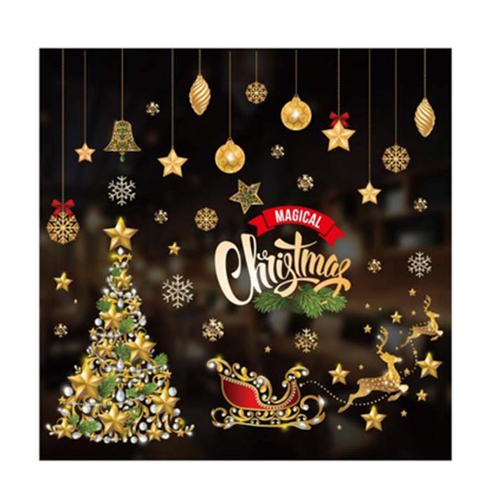 Наклейки на стену на заказ, рождественские наклейки на окна, Рождественское украшение для дома, ПВХ, Oem, виниловые декоративные наклейки CMYK 001