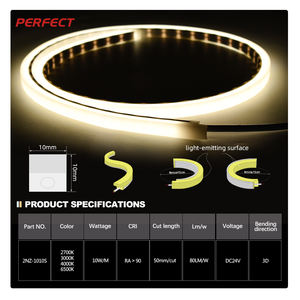 LED de Neón Sólido 3D Sumergible para Piscina, 10*10mm, IP68, 24VDC, Color Blanco, Alta Transmitancia, Cortable - Product Image 3