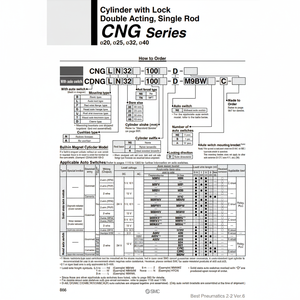 SMC Pneumatics <b>Lock</b> <b>Cylinder</b> CDNGBA40-100-D Product Category - Product Image 1