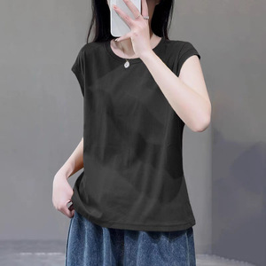 Women's Solid Color Round Neck Short Sleeve T-Shirt Loose Fit Breathable Jersey Top Summer Casual Wear Green Khaki White Black - Product Image 3