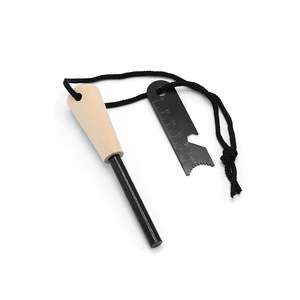 Kit de démarrage de feu de survie en plein air portable, durable et léger, manche en bois, silex, acier, tige de magnésium pour le camping en milieu sauvage - Product Image 1