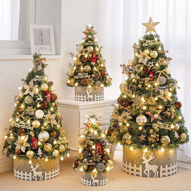 High Quality Mini Golden Christmas Tree Eco-Friendly PVC Home Decoration for Desktop Ornaments Cross-Border Christmas