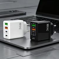 Cargador Rápido PD de 36W con 2 USB + 2 Tipo-C, Adaptador de Pared USB-C, Cargador de Teléfono Móvil USB C de 36W, Enchufe EU US UK