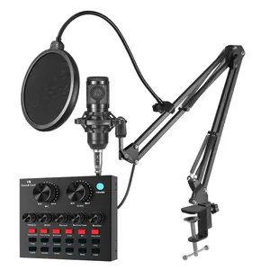 Micro bm800 avec USB V8, kit de carte son, équipement de diffusion, micro bm 800, podcast, mélangeur de microphone et carte son professionnelle