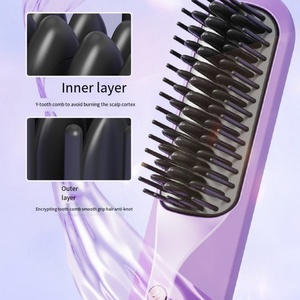 High Quality Wireless Electric Hair <b>Brush</b> Straightening Fast Heating Comb USB Charge Hair Curling Dryer <b>Brush</b> Hair Styling Tools - Product Image 6