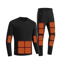 Hauts chauffants électriques pour hommes Sous-vêtements doublés en polaire à manches longues pour temps froid Ensemble de vestes d'hiver thermiques pour femmes
