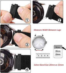 Tali jam tangan nilon tenun, 20mm 22mm, tali jam Olahraga untuk jam Samsung Galaxy 4 Gear S3 44mm 46mm, gelang sabuk jam kain - Product Image 4