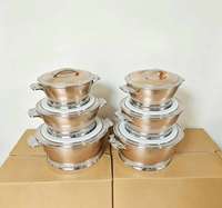 Nuevo Juego de Ollas Térmicas Premium con Detalles Plateados de 2.5L, 4.5L y 6.5L para Mantener Alimentos Calientes, Ideal para Catering y Fiestas en África