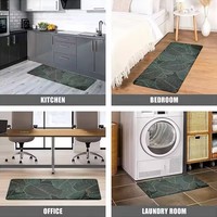 Ensemble de tapis de cuisine anti-fatigue à motif de feuilles vertes, tapis de sol confortables et imperméables