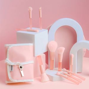 ชุดแปรงแต่งหน้าสำหรับเดินทาง ชุดแปรงแต่งหน้าขายส่ง 10 ชิ้น ขนาดเล็ก สีชมพูพีช ขนแปรงสังเคราะห์ ชุดแปรงทาลิปสติก แปรงรองพื้น - Product Image 5