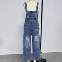 Channel 2026 Salopette en jean d'été pour femme, coupe large, effet usé, avec bretelles réglables, style ample et baggy