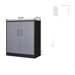 Moderno Armario de Almacenamiento Metálico para Garaje, 2 Puertas, 2 Estantes Ajustables, Armario de Acero con Cerradura, para Oficina en Casa, Uso <span class=keywords><strong>Exterior</strong></span>, Impermeable - Product Image 5