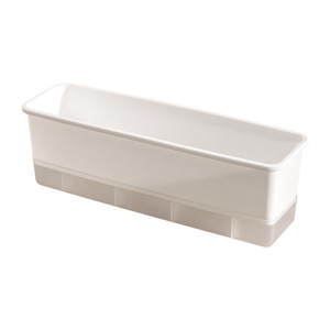 Rectangular Flower Pot Plastic White Gray Self Watering Indoor Outdoor Balcony Plant Container Minimalist Design HF1142 - Product Image 1
