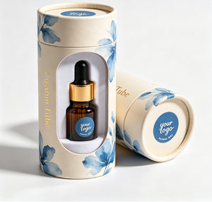 Custom Gold <b>Foil</b> Logo Round Paper Tube, High-End Cosmetic Perfume Packaging, White Cardboard Cylinder Box with Visual <b>Window</b> - Product Image 1