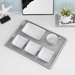 Plateau de service personnalisé pour avion avec gobelets, bols, assiettes, design antidérapant de couleur unie spécifique aux avions, pour utilisation en vol - Product Image 1