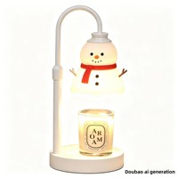 Lampe chauffe-bougie électrique sans flamme pour Noël, diffuseur d'arômes, design maison de neige en bois d'hévéa, pour chambre à coucher