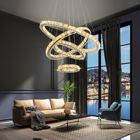 Lustres modernes en cristal pour salon, LED, 3 cercles ronds, luminaires suspendus nordiques pour la maison et l'hôtel