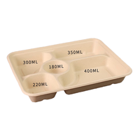 Barquette alimentaire jetable à 5 compartiments, étanche, compatible micro-ondes, écologique, en pulpe de bagasse, pour restaurant