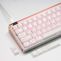 XVX Wholesale Glaze Ceramic Keycaps 120 Keys Pink Heart Crush Keycaps Cherry Profile for Mechanical Keyboards for Gift