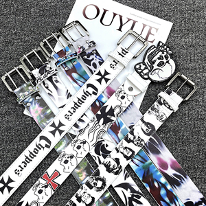 Cinturón de Estilo Vintage Personalizado <span class=keywords><strong>con</strong></span> Diseño de Calaveras y Grafiti Urbano, Accesorio de Ropa para Hombre y Mujer <span class=keywords><strong>con</strong></span> Hebilla de Aleación - Product Image 2